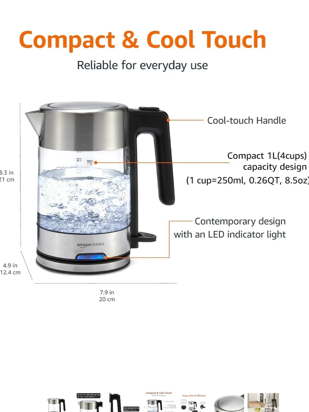 Stainless Steel & Glass Electric Kettle